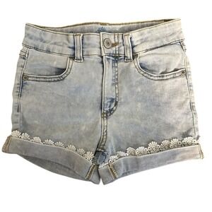There Abouts Jean Shorts Kids Size 6x White Wash Distressed Lace Trim